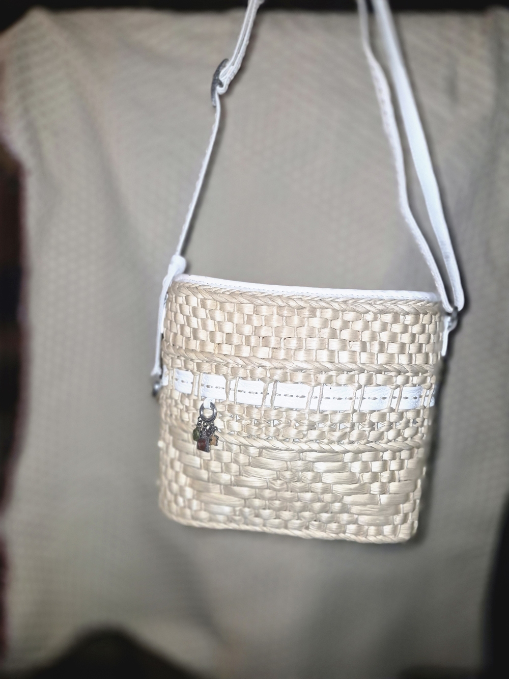 Rare Vintage Brighton Woven Wicker Straw Rattan Tote Bag
